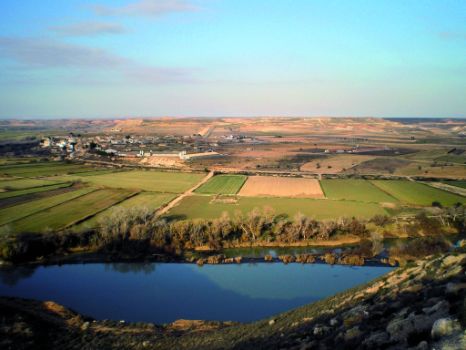 Alforque y el azud de Cinco Olivas desde el fortín
