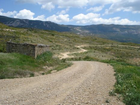 Pista por la que discurre el camino entre Loarre y Aníés