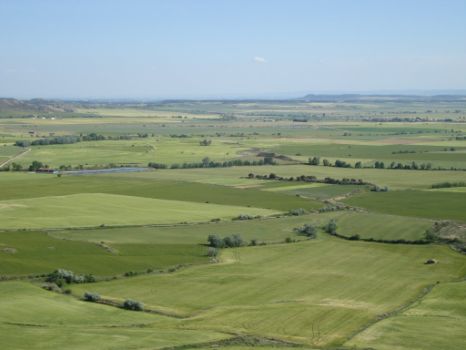 Panorámica de zona agrícola de la Hoya de Huesca desde Bolea