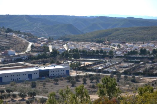 Fayón desde la "posición Fayón" del bando sublevado en la guerra civil