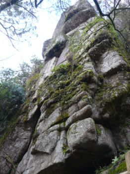 A remarkable granite cliff to the right of the path