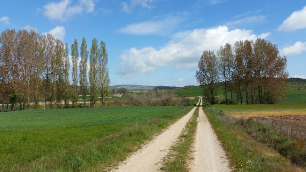 Llegada a Perazancas, al fondo la ermita de San Pelayo al fondo