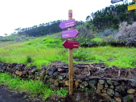 Cruce de sendero en el que se puede optar por diferentes tramos