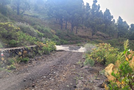 Paso del Camino Natural a través del Parque Natural Cumbre Vieja cerca del fin de etapa