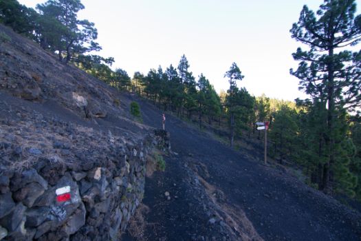 Después de rodear el pico Birigoyo y el volcán de San Juan, el camino conecta con una pista más ancha