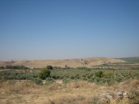 Sobre los cerros cercanos se pueden observar las ruinas de algunos castillos