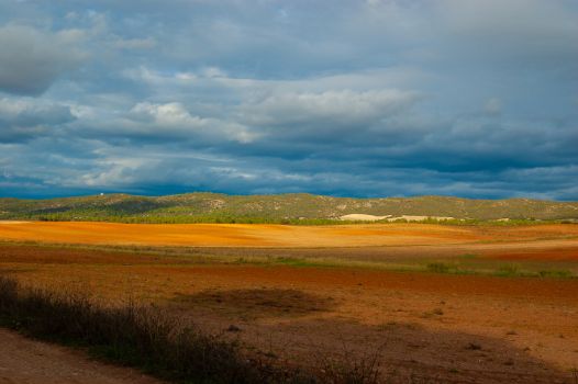 Atardecer en la Sierra del Bosque desde el Camino Natural