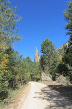 Aguja de piedra al fondo