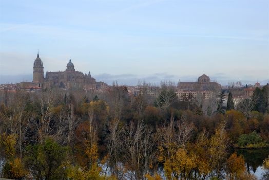 Salamanca, al otro lado del río Tormes, a pocos kilómetros del inicio del Camino