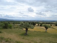 Panorámica general de la comarca del Somontano oscense, a la salida de Ibieca