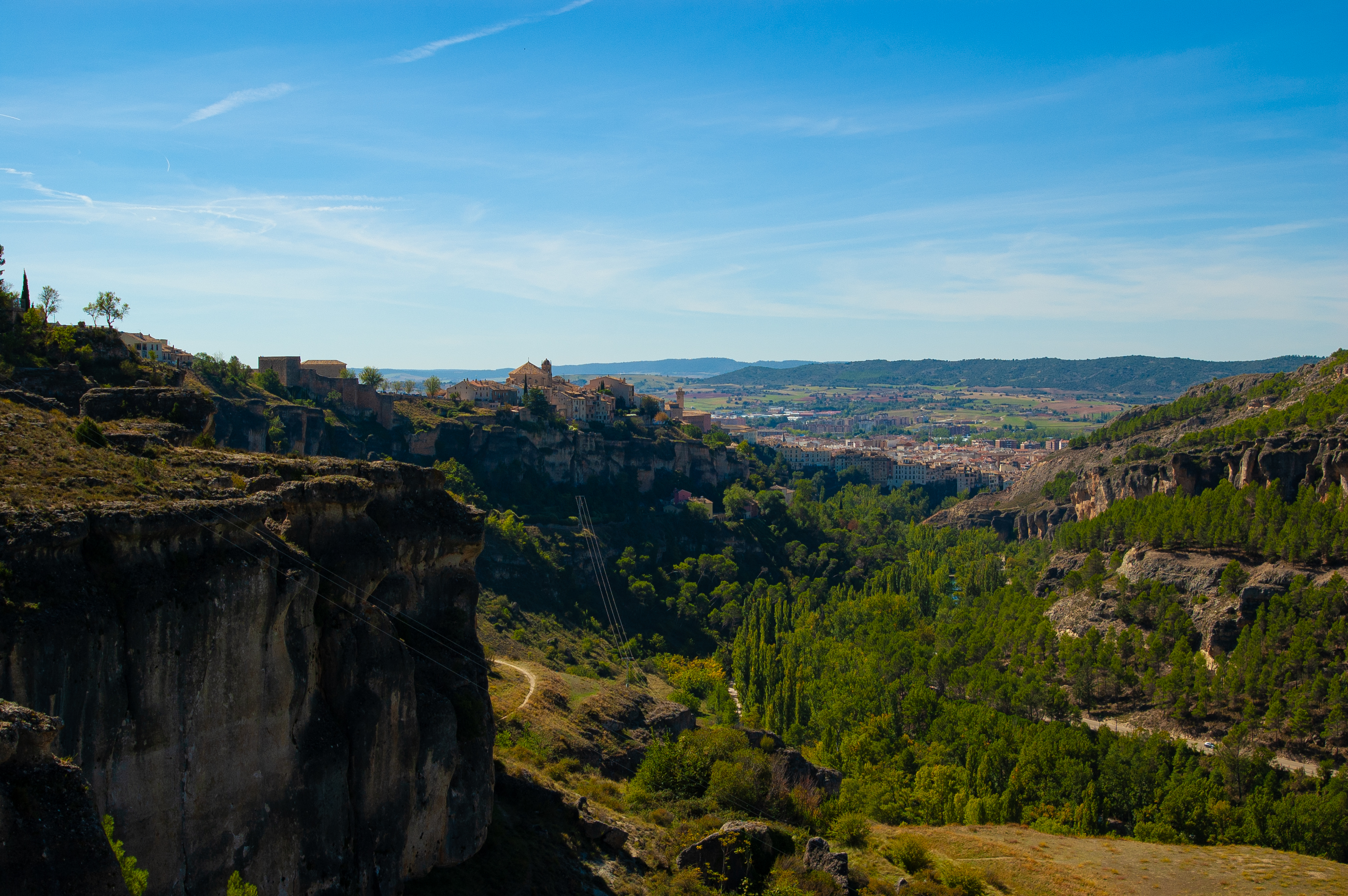 Panoramic view of the city of Cuenca and the Júcar river gorge Panoramic view of the city of Cuenca and the Júcar river gorge