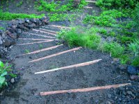 Sendero escalonado para salvar un barranquillo